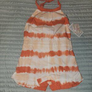 NWT~TOMMY BAHAMA KIDS~Girls Orange Tie Dye Halter Shorts Romper~4T